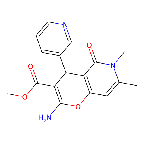 methyl 2-amino-6,7-dimethyl-5-oxo-4-(pyridin-3-yl)-5,6-dihydro-4H-pyrano[3,2-c]pyridine-3-carboxylate structure