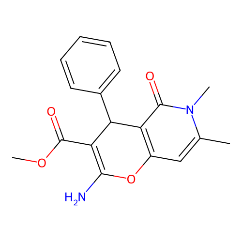 methyl 2-amino-6,7-dimethyl-5-oxo-4-phenyl-5,6-dihydro-4H-pyrano[3,2-c]pyridine-3-carboxylate structure