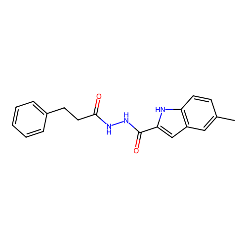 5-methyl-N'-(3-phenylpropanoyl)-1H-indole-2-carbohydrazide structure