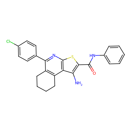 1-amino-5-(4-chlorophenyl)-N-phenyl-6,7,8,9-tetrahydrothieno[2,3-c]isoquinoline-2-carboxamide structure