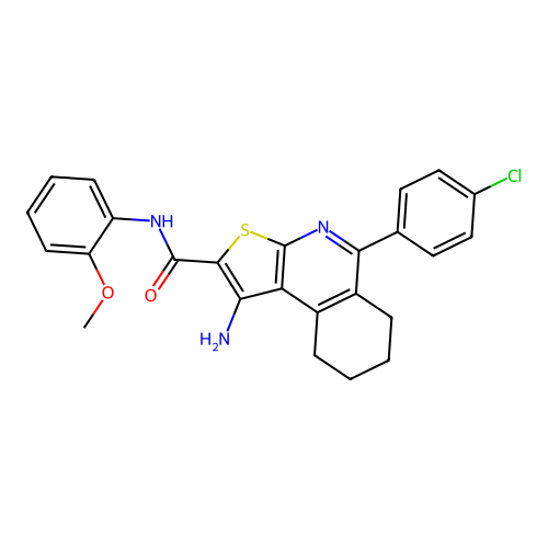 1-amino-5-(4-chlorophenyl)-N-(2-methoxyphenyl)-6,7,8,9-tetrahydrothieno[2,3-c]isoquinoline-2-carboxamide structure