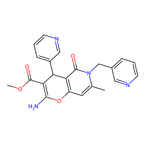 methyl 2-amino-7-methyl-5-oxo-4-(pyridin-3-yl)-6-(pyridin-3-ylmethyl)-5,6-dihydro-4H-pyrano[3,2-c]pyridine-3-carboxylate structure