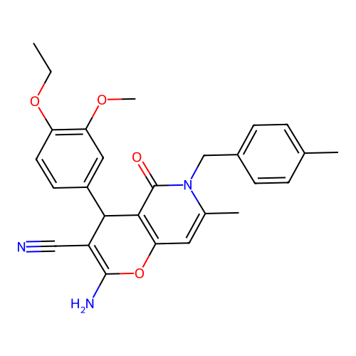 2-amino-4-(4-ethoxy-3-methoxyphenyl)-7-methyl-6-(4-methylbenzyl)-5-oxo-5,6-dihydro-4H-pyrano[3,2-c]pyridine-3-carbonitrile structure