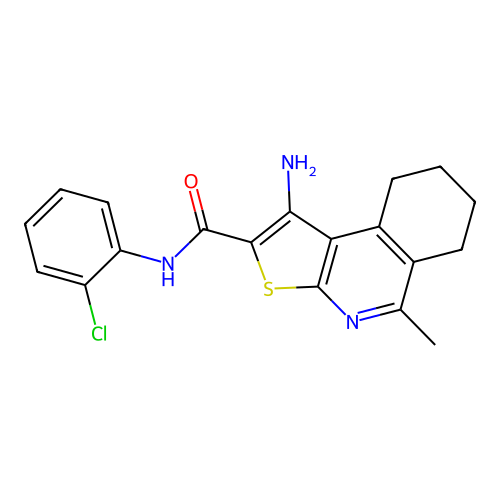 1-amino-N-(2-chlorophenyl)-5-methyl-6,7,8,9-tetrahydrothieno[2,3-c]isoquinoline-2-carboxamide structure