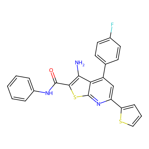 3-amino-4-(4-fluorophenyl)-N-phenyl-6-(thiophen-2-yl)thieno[2,3-b]pyridine-2-carboxamide structure