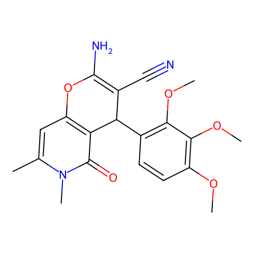 2-amino-6,7-dimethyl-5-oxo-4-(2,3,4-trimethoxyphenyl)-5,6-dihydro-4H-pyrano[3,2-c]pyridine-3-carbonitrile structure