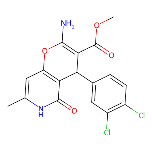 methyl 2-amino-4-(3,4-dichlorophenyl)-7-methyl-5-oxo-5,6-dihydro-4H-pyrano[3,2-c]pyridine-3-carboxylate structure