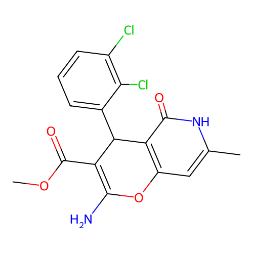 methyl 2-amino-4-(2,3-dichlorophenyl)-7-methyl-5-oxo-5,6-dihydro-4H-pyrano[3,2-c]pyridine-3-carboxylate structure