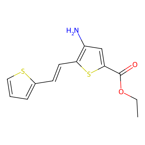 Ethyl 4-amino-5-[2-(2-thienyl)vinyl]-2-thiophenecarboxylate structure