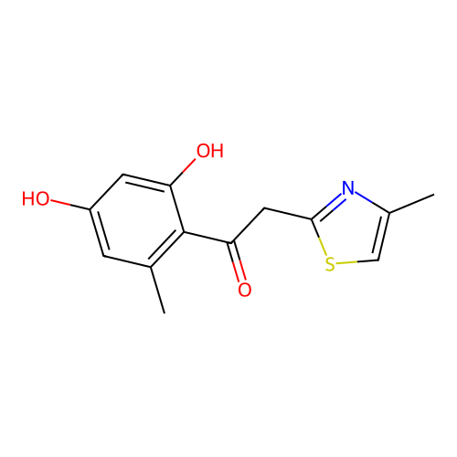 1-(2,4-Dihydroxy-6-methylphenyl)-2-(4-methyl-1,3-thiazol-2-yl)ethanone structure