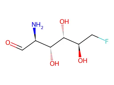 2-Amino-2,6-dideoxy-6-fluoromannopyranose structure