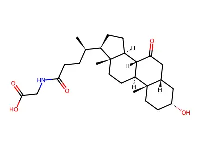 N-((3alpha,5beta)-3-hydroxy-7,24-dioxocholan-24-yl)glycine structure