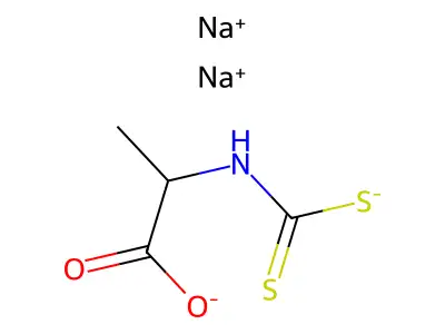alanine, n-(dithiocarboxy)-, disodium salt structure