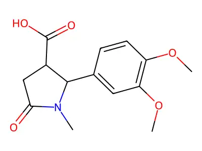 3-Pyrrolidinecarboxylic acid, 2-(3,4-dimethoxyphenyl)-1-methyl-5-oxo- structure