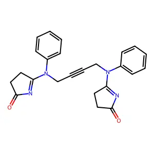 5,5'-[But-2-yne-1,4-diylbis(phenylazanediyl)]di(3,4-dihydro-2H-pyrrol-2-one) structure