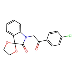 1'-[2-(4-chlorophenyl)-2-oxoethyl]spiro[1,3-dioxolane-2,3'-indol]-2'(1'H)-one structure