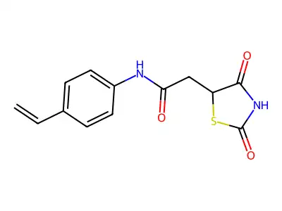 2-(2,4-dioxo-1,3-thiazolidin-5-yl)-N-(4-ethenylphenyl)acetamide structure
