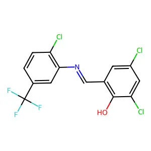 2,4-Dichloro-6-[[2-chloro-5-(trifluoromethyl)phenyl]iminomethyl]phenol structure