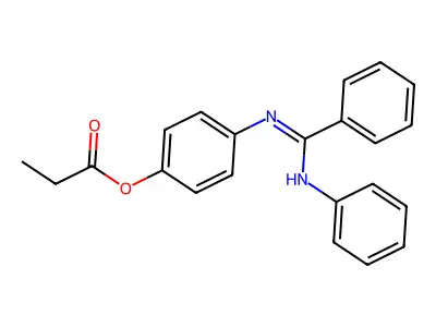 Benzenecarboximidamide, N-(4-(1-oxopropoxy)phenyl)-N'-phenyl- structure