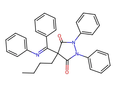 4-Butyl-1,2-diphenyl-4-(phenyl(phenylimino)methyl)-3,5-pyrazolidinedione structure