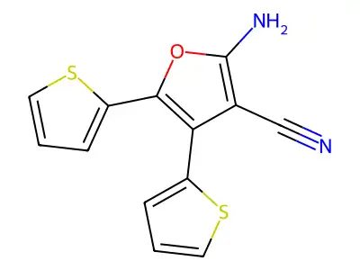 2-Amino-4,5-di-thiophen-2-yl-furan-3-carbonitrile structure