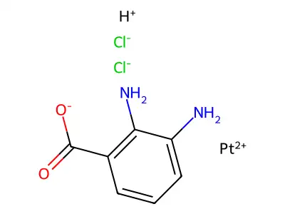 Platinum(2+) chloride 2,3-diaminobenzoate--hydrogen chloride (1/1/1/1) structure