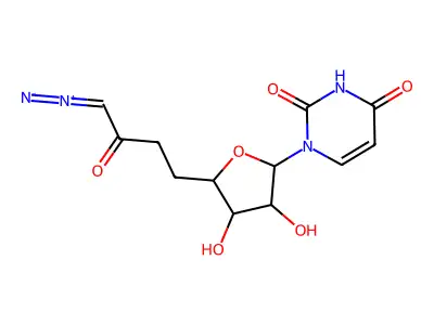 1-[5-(4-Diazo-3-oxobutyl)-3,4-dihydroxyoxolan-2-yl]pyrimidine-2,4-dione structure