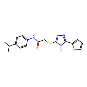 2-{[5-(furan-2-yl)-4-methyl-4H-1,2,4-triazol-3-yl]sulfanyl}-N-[4-(propan-2-yl)phenyl]acetamide structure