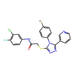 2-{[4-(4-bromophenyl)-5-(pyridin-3-yl)-4H-1,2,4-triazol-3-yl]sulfanyl}-N-(3-chloro-4-fluorophenyl)acetamide structure