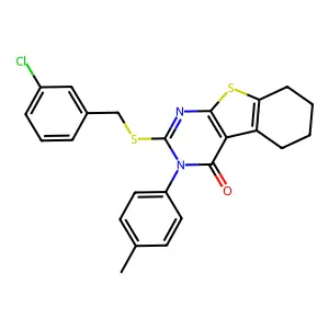 2-[(3-chlorobenzyl)sulfanyl]-3-(4-methylphenyl)-5,6,7,8-tetrahydro[1]benzothieno[2,3-d]pyrimidin-4(3H)-one structure