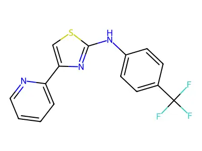 4-(2-pyridyl)-N-[4-(trifluoromethyl)phenyl]thiazol-2-amine structure
