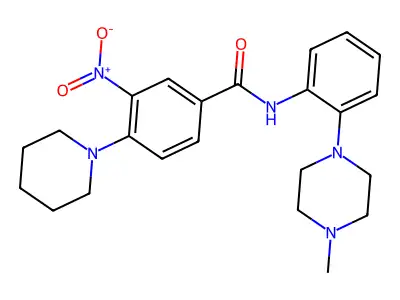 N-[2-(4-methylpiperazin-1-yl)phenyl]-3-nitro-4-piperidin-1-ylbenzamide structure
