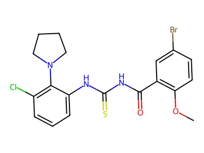 5-bromo-N-[(3-chloro-2-pyrrolidin-1-ylphenyl)carbamothioyl]-2-methoxybenzamide structure