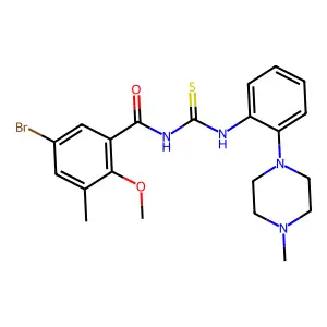 5-bromo-2-methoxy-3-methyl-N-[[2-(4-methylpiperazin-1-yl)phenyl]carbamothioyl]benzamide structure