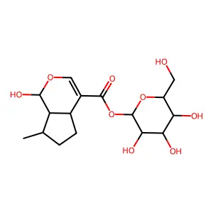 beta-D-Glucopyranose, 1-(1,4a,5,6,7,7a-hexahydro-1-hydroxy-7-methylcyclopenta(c)pyran-4-carboxylate) structure