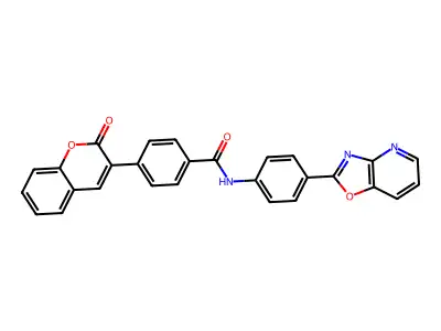 N-[4-([1,3]oxazolo[4,5-b]pyridin-2-yl)phenyl]-4-(2-oxochromen-3-yl)benzamide structure