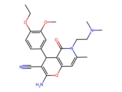2-amino-6-(2-(dimethylamino)ethyl)-4-(4-ethoxy-3-methoxyphenyl)-7-methyl-5-oxo-5,6-dihydro-4H-pyrano[3,2-c]pyridine-3-carbonitrile structure
