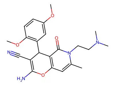 2-amino-4-(2,5-dimethoxyphenyl)-6-(2-(dimethylamino)ethyl)-7-methyl-5-oxo-5,6-dihydro-4H-pyrano[3,2-c]pyridine-3-carbonitrile structure