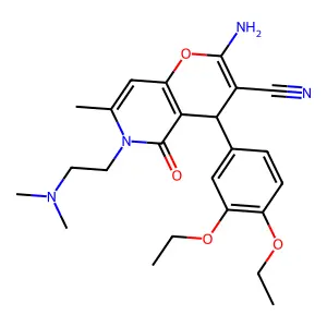 2-amino-4-(3,4-diethoxyphenyl)-6-(2-(dimethylamino)ethyl)-7-methyl-5-oxo-5,6-dihydro-4H-pyrano[3,2-c]pyridine-3-carbonitrile structure