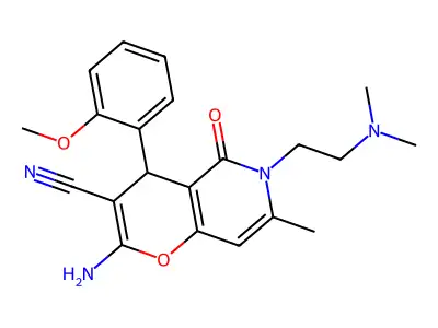 2-amino-6-(2-(dimethylamino)ethyl)-4-(2-methoxyphenyl)-7-methyl-5-oxo-5,6-dihydro-4H-pyrano[3,2-c]pyridine-3-carbonitrile structure