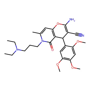 2-amino-6-(3-(diethylamino)propyl)-7-methyl-5-oxo-4-(2,4,5-trimethoxyphenyl)-5,6-dihydro-4H-pyrano[3,2-c]pyridine-3-carbonitrile structure