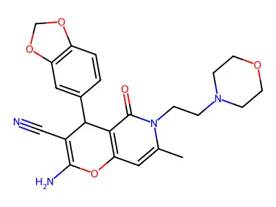 2-amino-4-(1,3-benzodioxol-5-yl)-7-methyl-6-[2-(morpholin-4-yl)ethyl]-5-oxo-5,6-dihydro-4H-pyrano[3,2-c]pyridine-3-carbonitrile structure