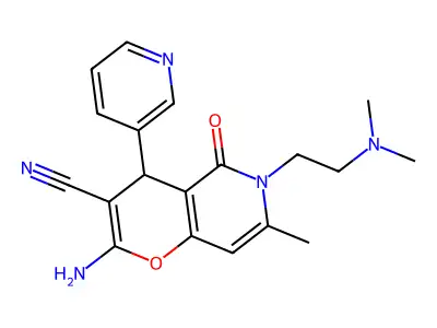 2-amino-6-(2-(dimethylamino)ethyl)-7-methyl-5-oxo-4-(pyridin-3-yl)-5,6-dihydro-4H-pyrano[3,2-c]pyridine-3-carbonitrile structure