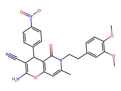 2-amino-6-(3,4-dimethoxyphenethyl)-7-methyl-4-(4-nitrophenyl)-5-oxo-5,6-dihydro-4H-pyrano[3,2-c]pyridine-3-carbonitrile structure