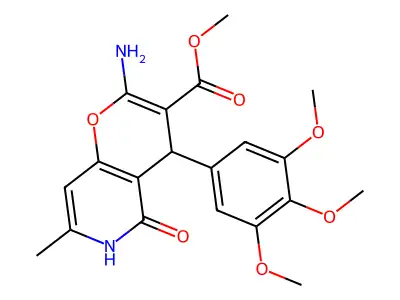 methyl 2-amino-7-methyl-5-oxo-4-(3,4,5-trimethoxyphenyl)-5,6-dihydro-4H-pyrano[3,2-c]pyridine-3-carboxylate structure
