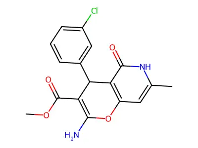 methyl 2-amino-4-(3-chlorophenyl)-7-methyl-5-oxo-5,6-dihydro-4H-pyrano[3,2-c]pyridine-3-carboxylate structure