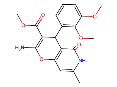 methyl 2-amino-4-(2,3-dimethoxyphenyl)-7-methyl-5-oxo-5,6-dihydro-4H-pyrano[3,2-c]pyridine-3-carboxylate structure