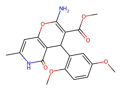 methyl 2-amino-4-(2,5-dimethoxyphenyl)-7-methyl-5-oxo-5,6-dihydro-4H-pyrano[3,2-c]pyridine-3-carboxylate structure