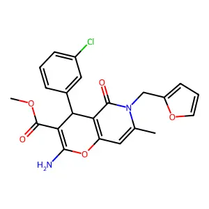 methyl 2-amino-4-(3-chlorophenyl)-6-(furan-2-ylmethyl)-7-methyl-5-oxo-5,6-dihydro-4H-pyrano[3,2-c]pyridine-3-carboxylate structure
