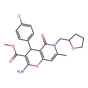 methyl 2-amino-4-(4-chlorophenyl)-7-methyl-5-oxo-6-[(oxolan-2-yl)methyl]-4H,5H,6H-pyrano[3,2-c]pyridine-3-carboxylate structure